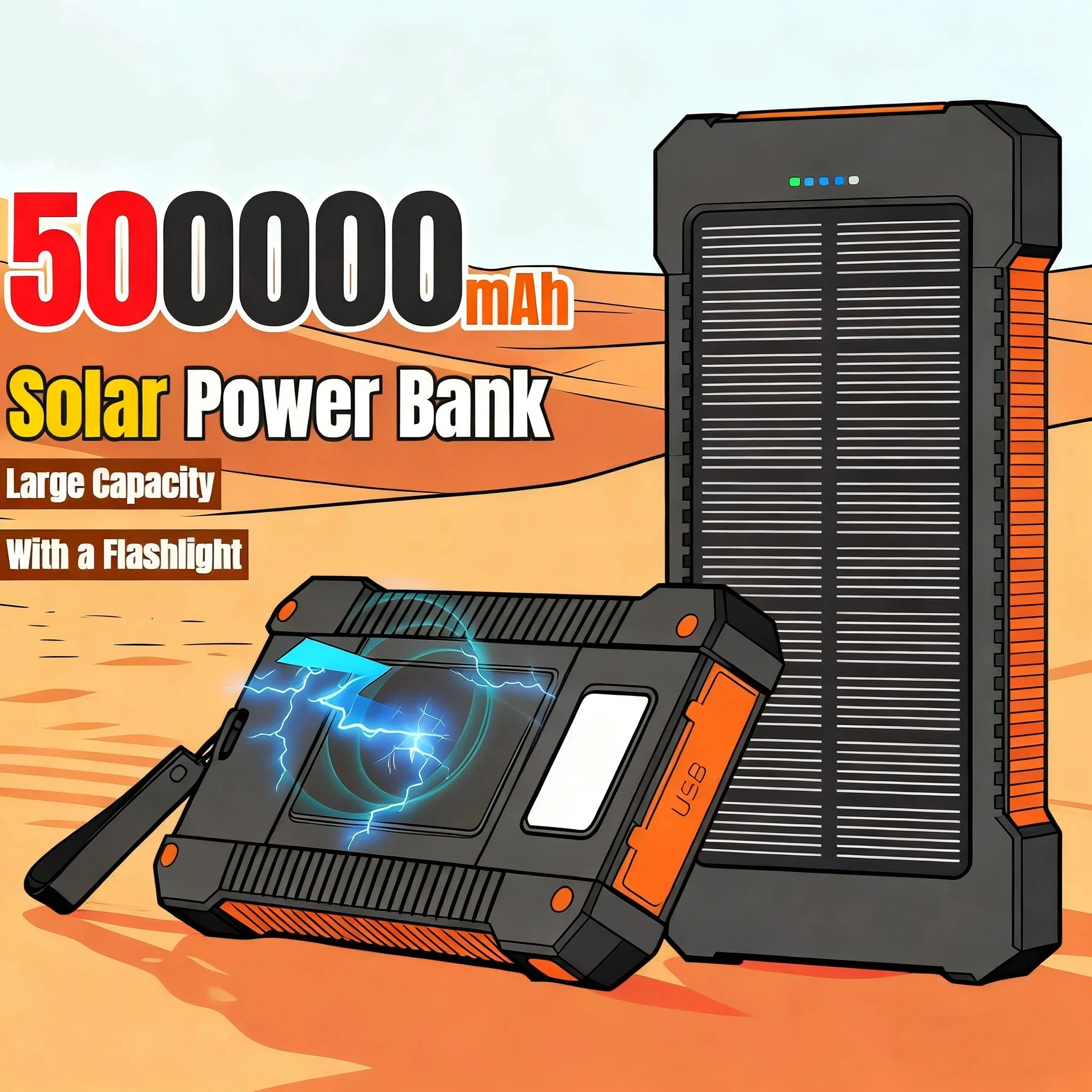 500000 мАч Солнечная батарея б – обзор и цена Solar Charger Panel Foldable
